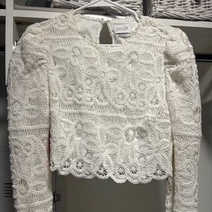 Saylor Bernie Cropped Crochet Lace Top & Mini Skirt Set